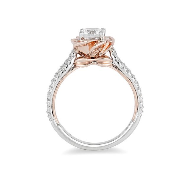 Enchanted Disney Belle 1.25 CT. T.W. Diamond Rose Frame Engagement Ring in 14K Two-Tone Gold|Peoples Jewellers