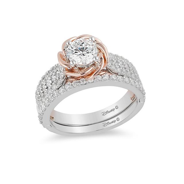 Enchanted Disney Belle 1.25 CT. T.W. Diamond Rose Frame Engagement Ring in 14K Two-Tone Gold|Peoples Jewellers