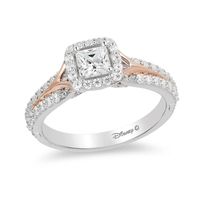 Enchanted Disney Aurora 0.75 CT. T.W. Princess-Cut Diamond Frame Engagement Ring in 14K Two-Tone Gold|Peoples Jewellers