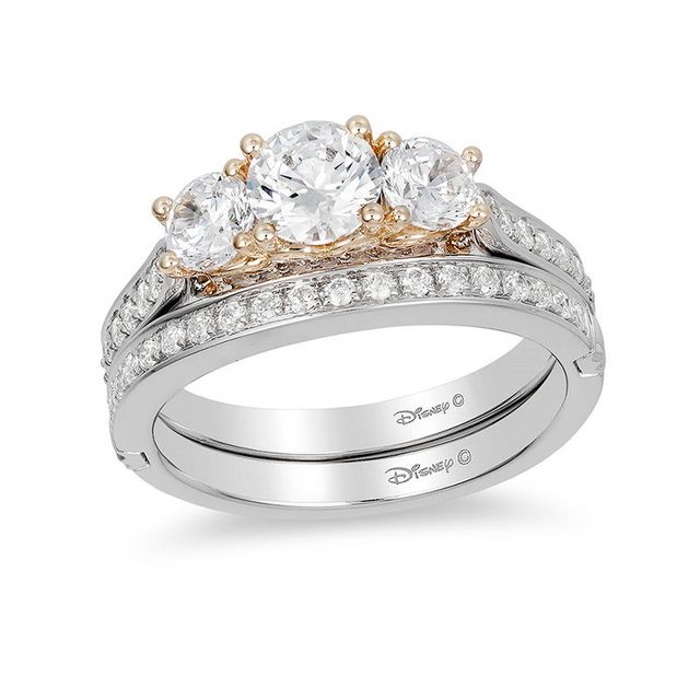 Enchanted Disney Cinderella 1.45 CT. T.W. Diamond Three Stone Engagement Ring in 14K Two-Tone Gold