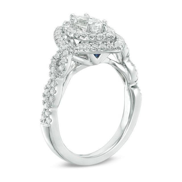 Vera Wang Love Collection 1.30 CT. T.W. Marquise Diamond Double Frame Twist Engagement Ring in 14K White Gold|Peoples Jewellers