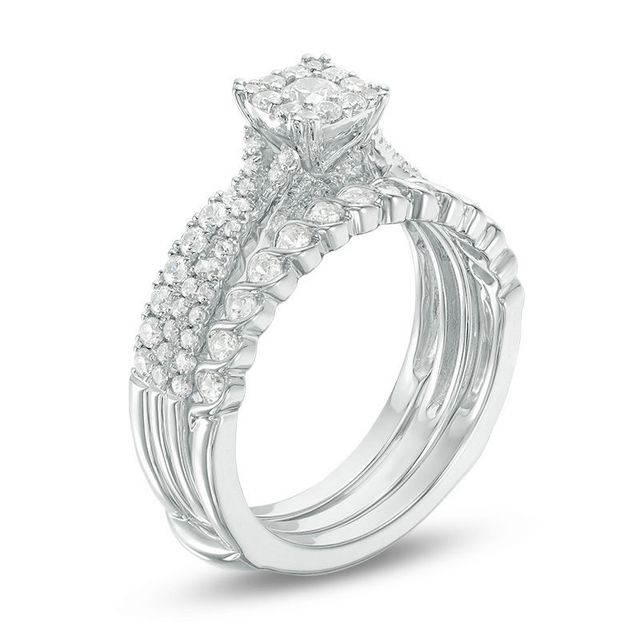 1.00 CT. T.W. Diamond Square Frame Bridal Set in 14K White Gold|Peoples Jewellers
