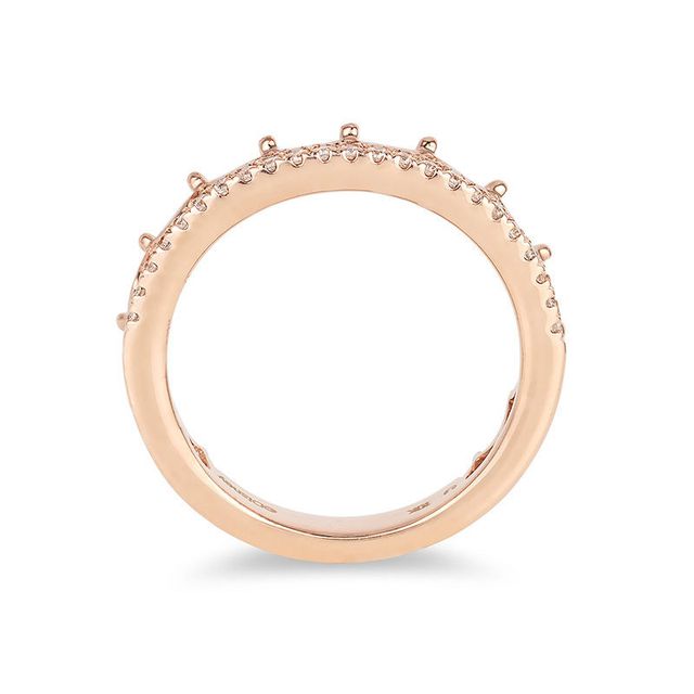 Enchanted Disney Princess 0.15 CT. T.W. Diamond Tiara Wedding Band in 14K Rose Gold