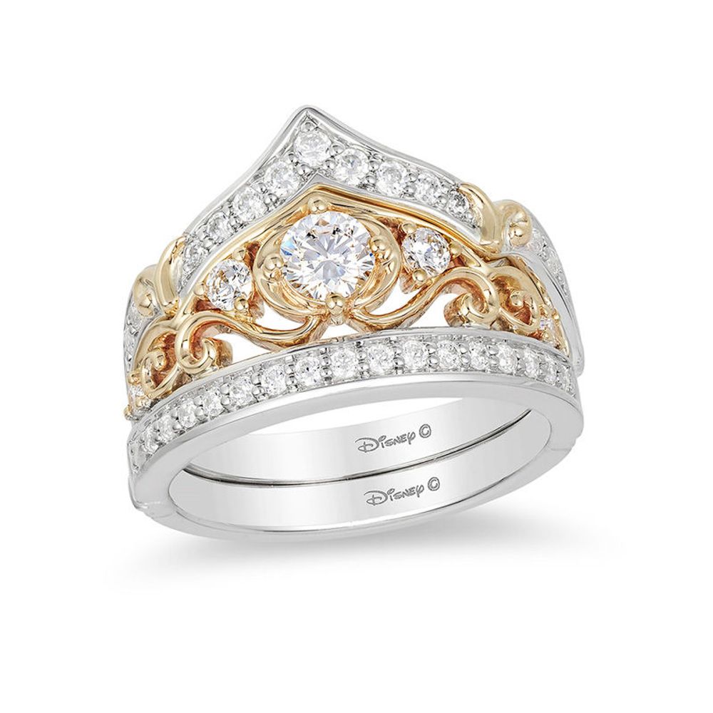 Enchanted Disney Cinderella 0.71 CT. T.W. Diamond Crown Bridal Set in 14K Two-Tone Gold|Peoples Jewellers