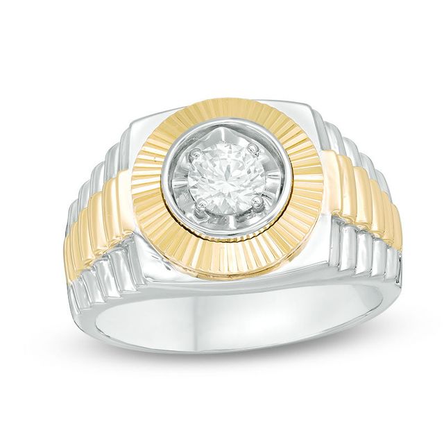Men's 0.50 CT. Diamond Solitaire Signet Ring in 10K Two-Tone Gold|Peoples Jewellers