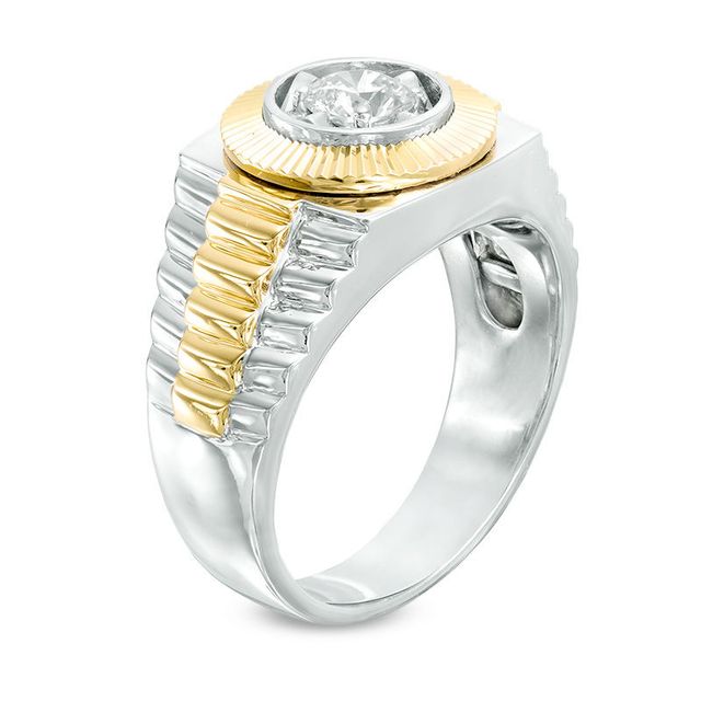 Men's 0.50 CT. Diamond Solitaire Signet Ring in 10K Two-Tone Gold