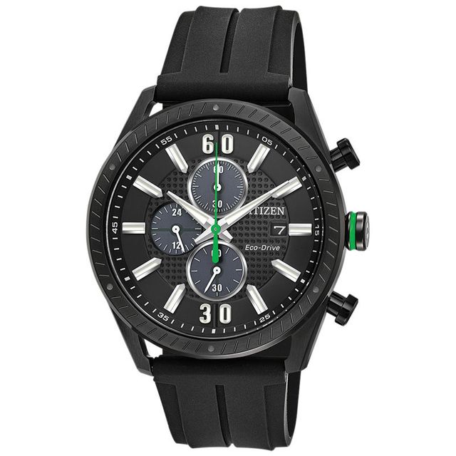 Men's Drive from Citizen Eco-Drive® Black IP Chronograph Strap Watch (Model: CA0665-00E)|Peoples Jewellers