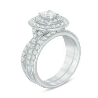 2.00 CT. T.W. Diamond Double Cushion Frame Bridal Set in 14K White Gold|Peoples Jewellers