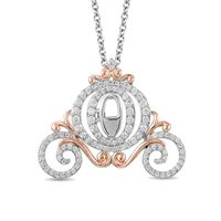 Enchanted Disney Cinderella 0.45 CT. T.W. Diamond Carriage Pendant in 10K Two-Tone Gold - 19"