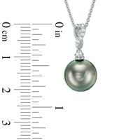 10.0mm Tahitian Cultured Pearl and Diamond Accent Vintage-Style Drop Pendant in 10K White Gold|Peoples Jewellers