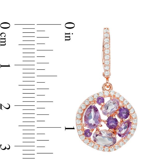 Rose de France, Purple Amethyst and Lab-Created White Sapphire Drop Earrings in Sterling Silver with 18K Rose Gold Plate|Peoples Jewellers