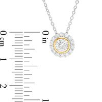 Lab-Created White Sapphire Flower Frame Pendant and Stud Earrings Set in Sterling Silver with 18K Gold Plate|Peoples Jewellers