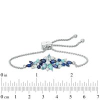 Blue Topaz, Lab-Created Blue Opal, Blue and White Sapphire Floral Bolo Bracelet in Sterling Silver - 9.0"|Peoples Jewellers