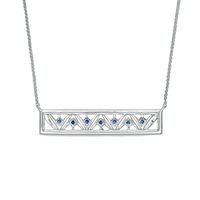 Vera Wang Love Collection Princess-Cut Blue Sapphire and 0.23 CT. T.W. Diamond Bar Necklace in 14K White Gold - 19"|Peoples Jewellers