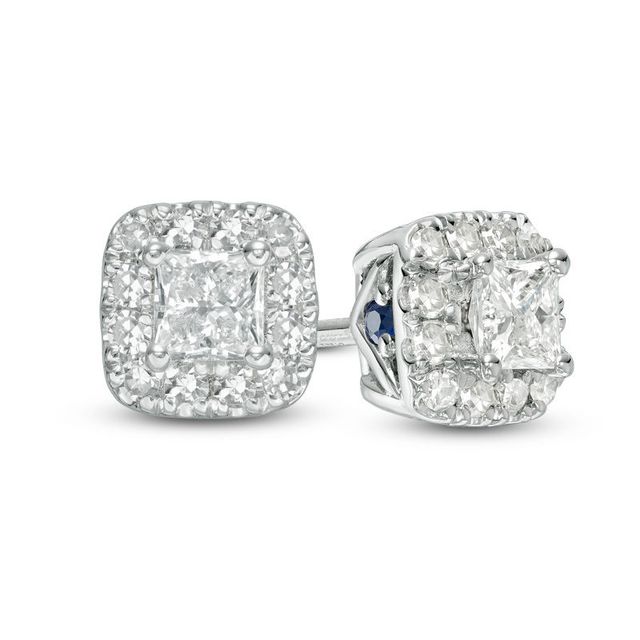 Vera Wang Love Collection 0.37 CT. T.W. Princess-Cut Diamond Frame Stud Earrings in 14K White Gold|Peoples Jewellers