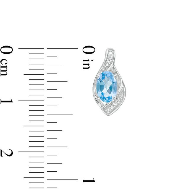 Oval Blue Topaz and Lab-Created White Sapphire Beaded Open Flame Pendant and Drop Earrings Set in Sterling Silver|Peoples Jewellers