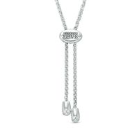 Vera Wang Love Collection 0.30 CT. T.W. Diamond and Blue Sapphire Chevron Bolo Bracelet in 14K White Gold - 8.0"|Peoples Jewellers