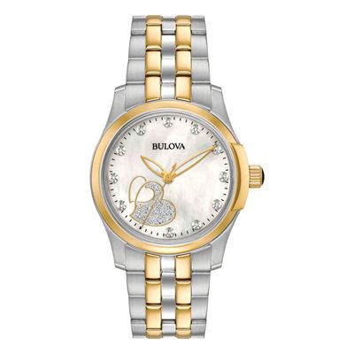 Ladies' Bulova Diamond-Accent Two-Tone Watch with Mother-of-Pearl Dial (Model: 98P152)|Peoples Jewellers