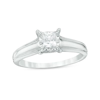 0.63 CT. T.W. Princess-Cut Diamond Solitaire Engagement Ring in 10K White Gold|Peoples Jewellers