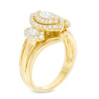 0.95 CT. T.W. Marquise Diamond Past Present Future® Double Frame Engagement Ring in 14K Gold|Peoples Jewellers