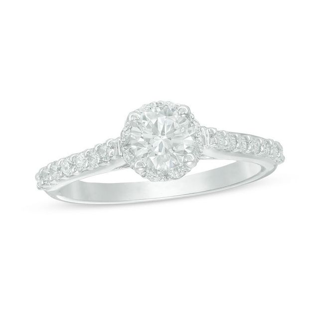 Celebration Canadian Ideal 1.00 CT. T.W. Certified Diamond Frame Engagement Ring in 14K White Gold (I/I1)