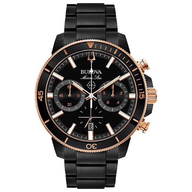 Men's Bulova Marine Star Black IP Chronograph Watch (Model: 98B302)|Peoples Jewellers