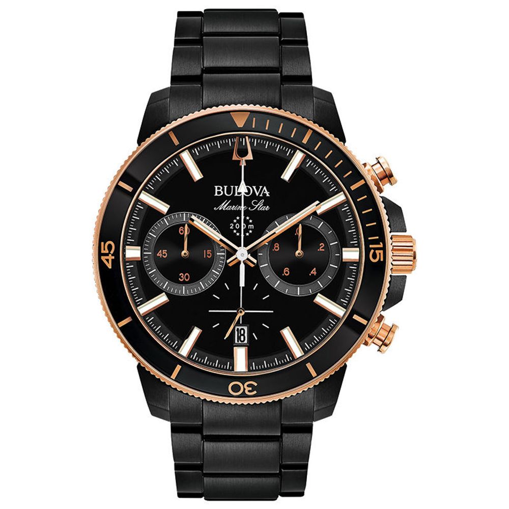 Men's Bulova Marine Star Black IP Chronograph Watch (Model: 98B302)|Peoples Jewellers