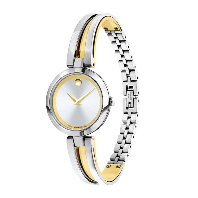 Ladies' Movado Aleena Two-Tone Bangle Watch with Silver-Tone Dial (Model: )|Peoples Jewellers