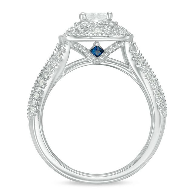 Vera Wang Love Collection 0.95 CT. T.W. Princess-Cut Diamond Frame Vintage-Style Engagement Ring in 14K White Gold