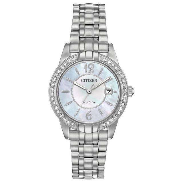 Ladies' Exclusive Citizen Eco-Drive® Silhouette Crystal Accent Watch with Mother-of-Pearl Dial (Model: EW1680-55Y)|Peoples Jewellers