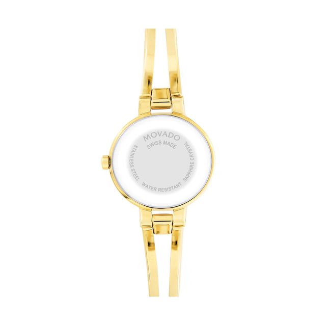 Ladies' Movado Amorosa® 0.07 CT. T.W. Diamond Gold-Tone PVD Bangle Watch with Black Dial (Model: 0607155)|Peoples Jewellers