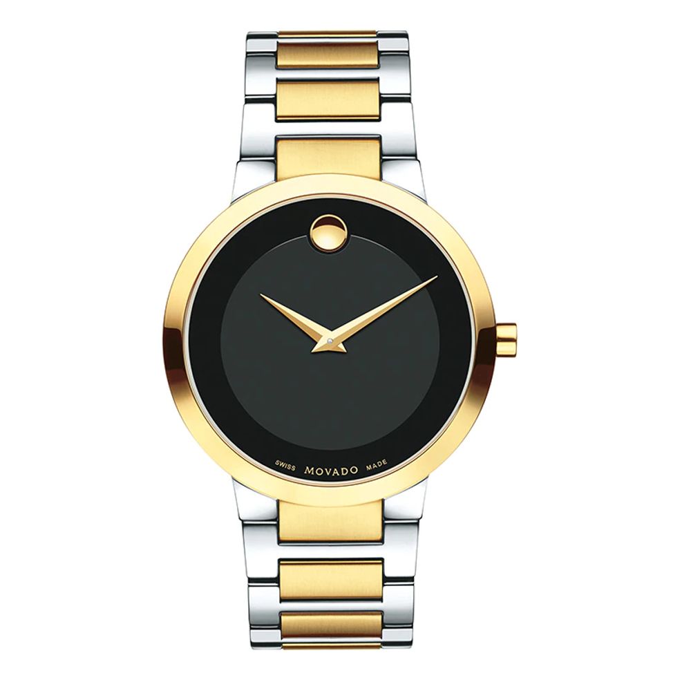 Men's Movado Modern Classic Two-Tone PVD Watch with Black Dial (Model: 0607120)|Peoples Jewellers