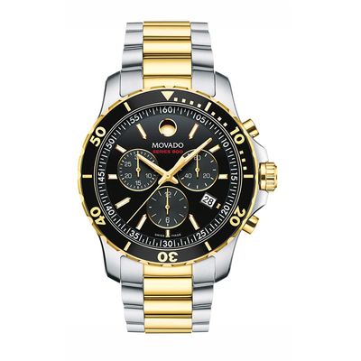 Men's Movado Series 800® Chronograph Two-Tone PVD Watch with Black Dial (Model: 2600146)|Peoples Jewellers