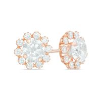 5.0mm Cubic Zirconia Flower Stud Earrings in 14K Rose Gold|Peoples Jewellers