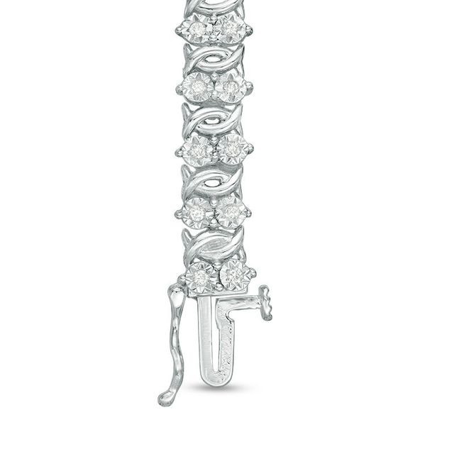 1.00 CT. T.W. Diamond Two Stone Link Bracelet in Sterling Silver - 7.5"|Peoples Jewellers