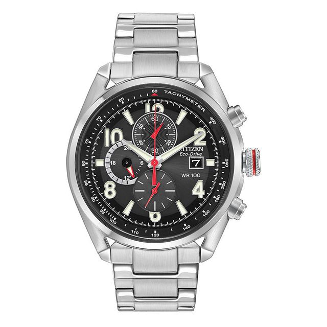 Men's Citizen Eco-Drive® Chronograph Watch with Black Dial (Model: CA0368-56E)|Peoples Jewellers