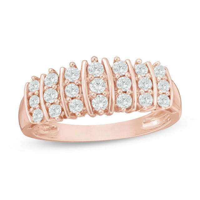 0.50 CT. T.W. Diamond Multi-Row Anniversary Band in 10K Rose Gold|Peoples Jewellers
