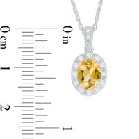 Oval Citrine and Lab-Created White Sapphire Frame Vintage-Style Pendant in Sterling Silver|Peoples Jewellers