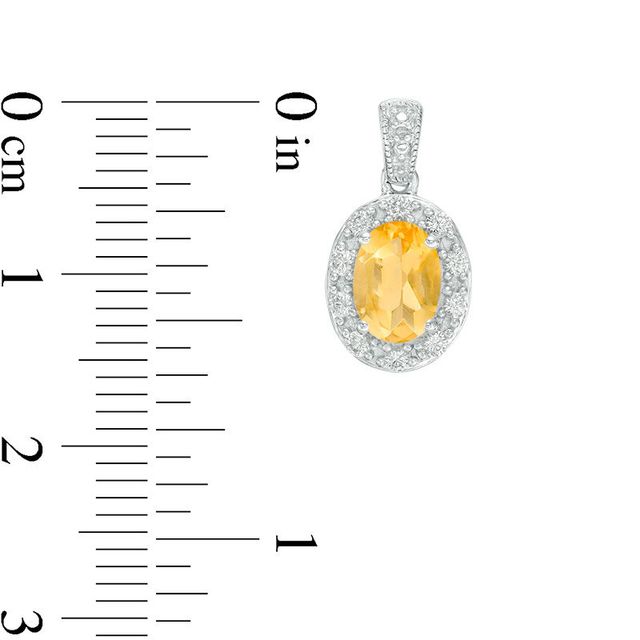 Oval Citrine and Lab-Created White Sapphire Frame Vintage-Style Drop Earrings in Sterling Silver|Peoples Jewellers