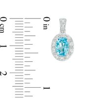 Oval Swiss Blue Topaz and Lab-Created White Sapphire Frame Vintage-Style Drop Earrings in Sterling Silver|Peoples Jewellers