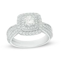 Vera Wang Love Collection 1.18 CT. T.W. Diamond Double Cushion Frame Engagement Ring in 14K White Gold|Peoples Jewellers