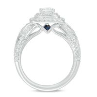 Vera Wang Love Collection 1.18 CT. T.W. Diamond Double Cushion Frame Engagement Ring in 14K White Gold|Peoples Jewellers