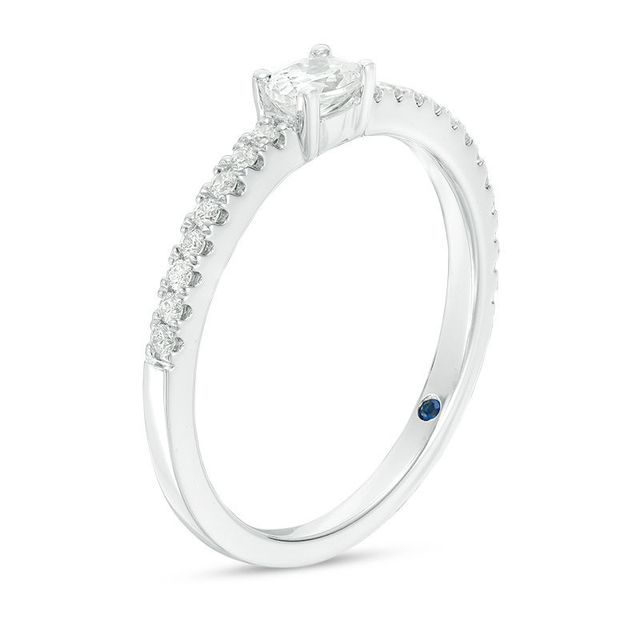 Vera Wang Love Collection 0.30 CT. T.W. Oval Diamond Sideways Stackable Band in 14K White Gold|Peoples Jewellers
