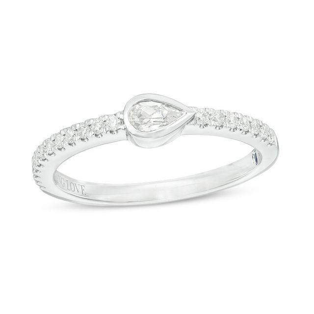 Vera Wang Love Collection 0.30 CT. T.W. Pear-Shaped Diamond Sideways Stackable Band in 14K Gold