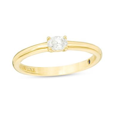 Vera Wang Love Collection 0.15 CT. Oval Diamond Solitaire Sideways Stackable Band in 14K Gold|Peoples Jewellers