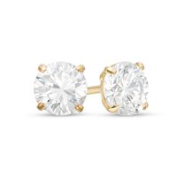 5.0mm Cubic Zirconia Solitaire Stud Earrings in 14K Gold|Peoples Jewellers