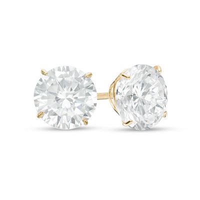 7.0mm Cubic Zirconia Solitaire Stud Earrings in 14K Gold|Peoples Jewellers