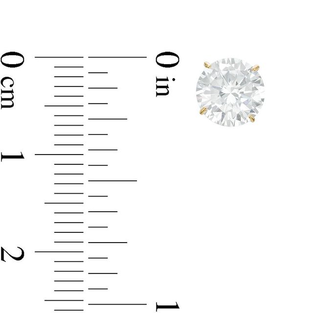 7.0mm Cubic Zirconia Solitaire Stud Earrings in 14K Gold