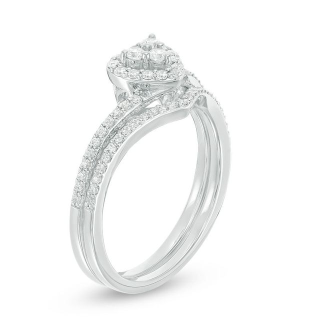 0.38 CT. T.W. Composite Diamond Heart Frame Bridal Set in 10K White Gold|Peoples Jewellers