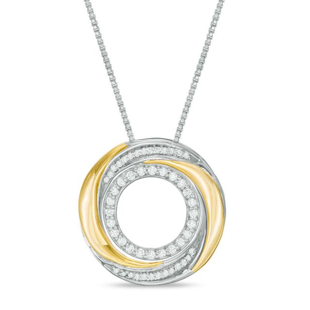 Convertibilities 0.16 CT. T.W. Diamond Swirl Circle Three-in-One Pendant in Sterling Silver and 10K Gold|Peoples Jewellers